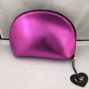 Metallic magenta cosmetics bag